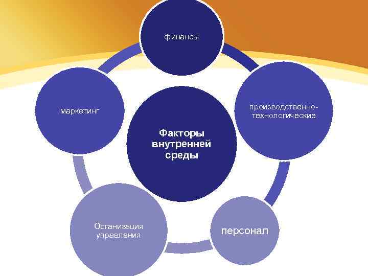 финансы производственнотехнологические маркетинг Факторы внутренней среды Организация управления персонал 