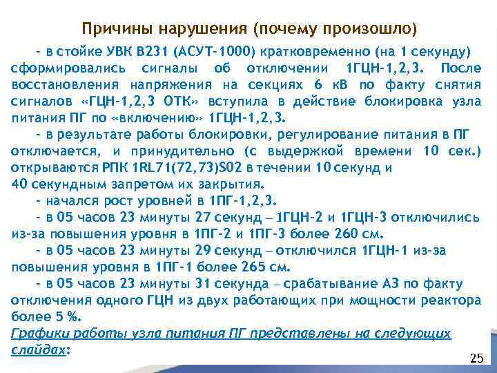 Причины нарушения (почему произошло) - в стойке УВК В 231 (АСУТ-1000) кратковременно (на 1