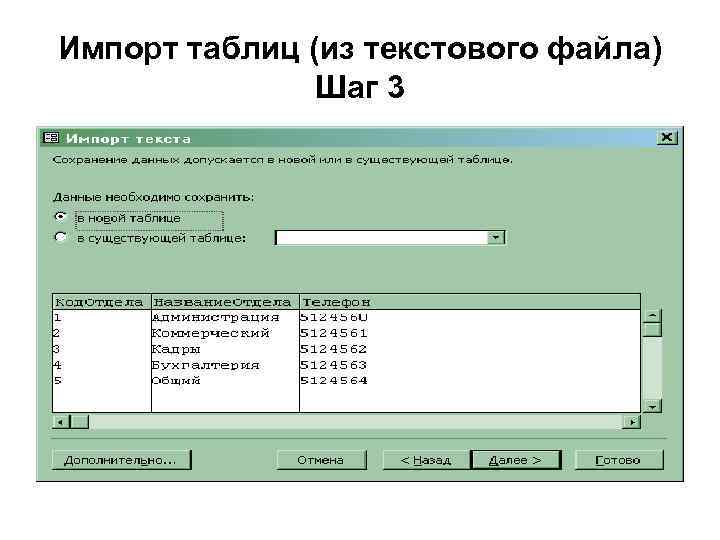 Импорт таблиц (из текстового файла) Шаг 3 