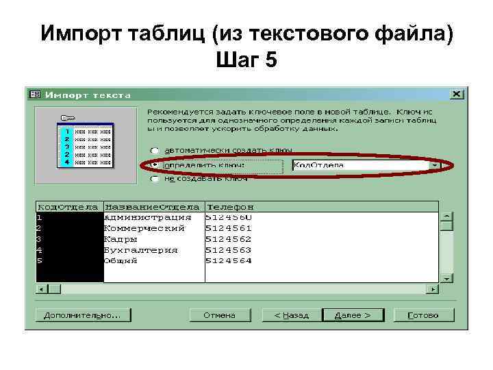 Импорт таблиц (из текстового файла) Шаг 5 