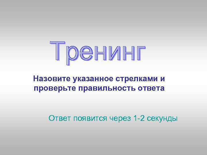 Назовите указанное стрелками и проверьте правильность ответа Ответ появится через 1 -2 секунды 