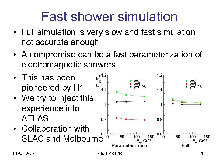 Fast shower simulation • Full simulation is very slow and fast simulation not accurate