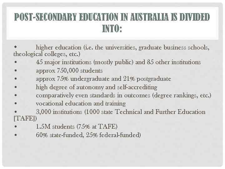 post secondary education in australia