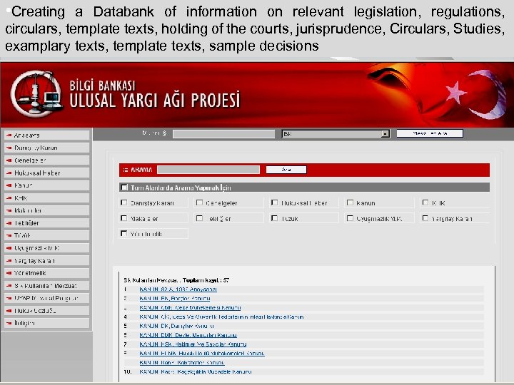  • Creating a Databank of information on relevant legislation, regulations, circulars, template texts,