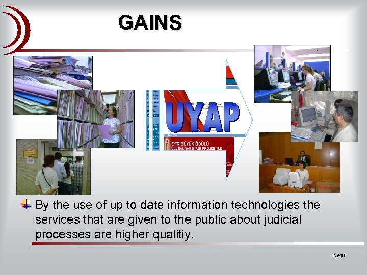 GAINS By the use of up to date information technologies the services that are