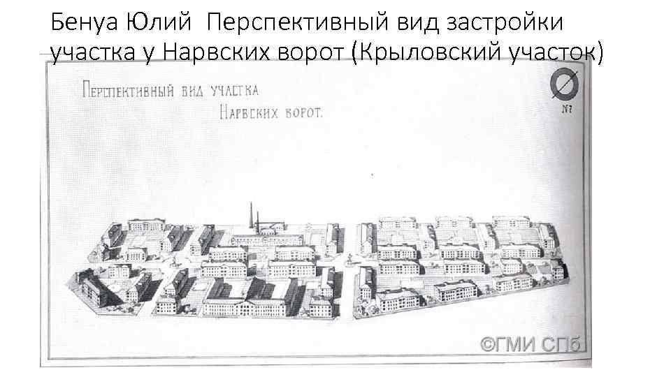 Бенуа Юлий Перспективный вид застройки участка у Нарвских ворот (Крыловский участок) 