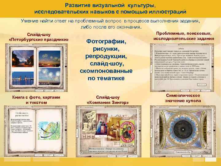 Развитие визуальной культуры, исследовательских навыков с помощью иллюстраций Умение найти ответ на проблемный вопрос