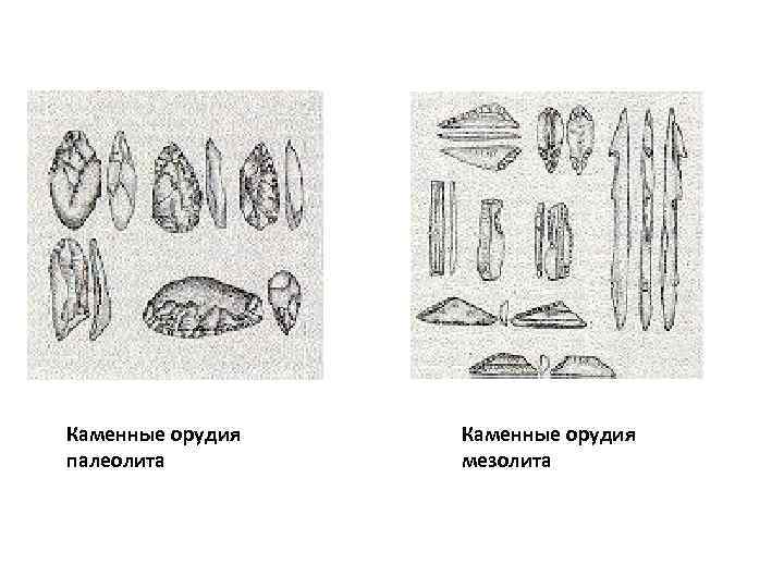 Каменные орудия палеолита Каменные орудия мезолита 