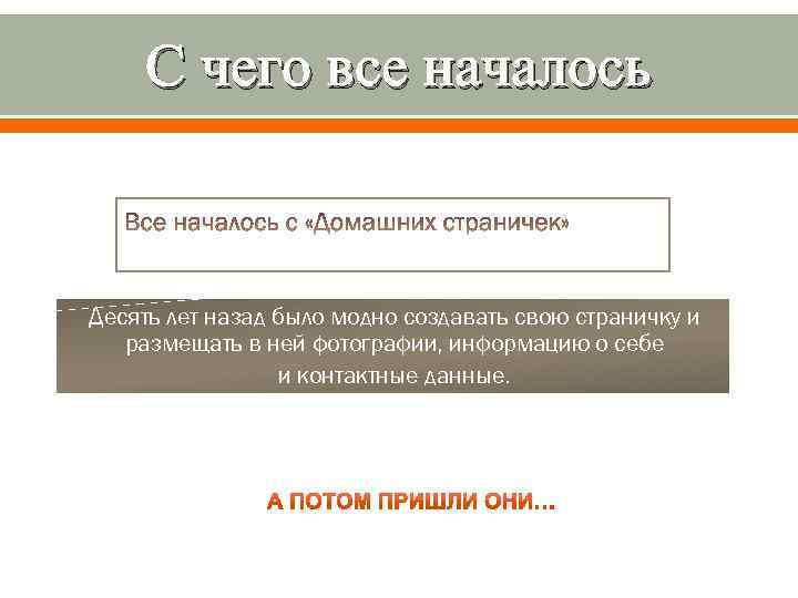 С чего все началось Десять лет назад было модно создавать свою страничку и размещать