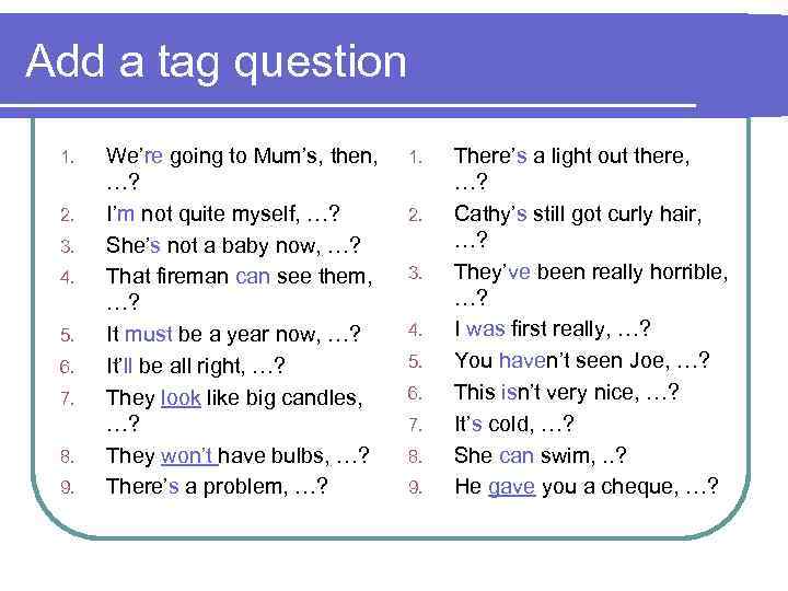 Questions test english
