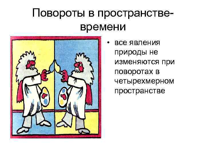 Повороты в пространствевремени • все явления природы не изменяются при поворотах в четырехмерном пространстве