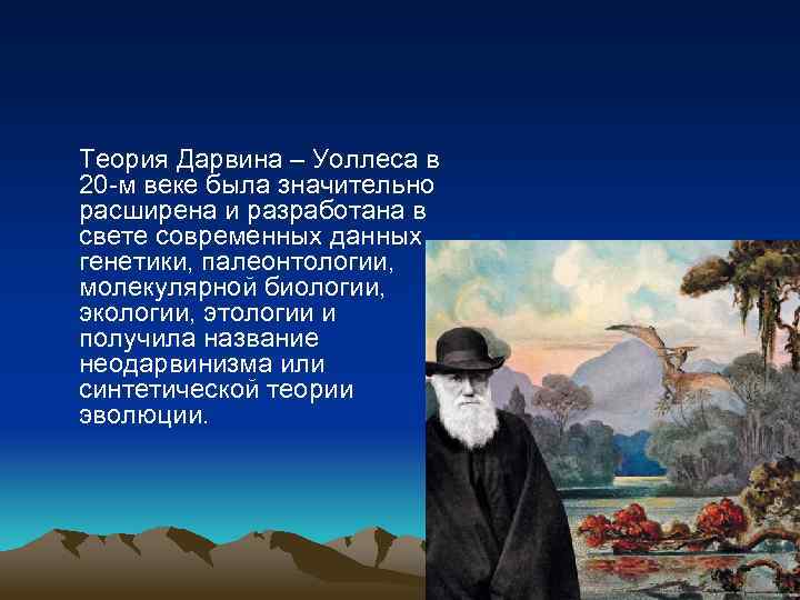 Теория Дарвина – Уоллеса в 20 -м веке была значительно расширена и разработана в