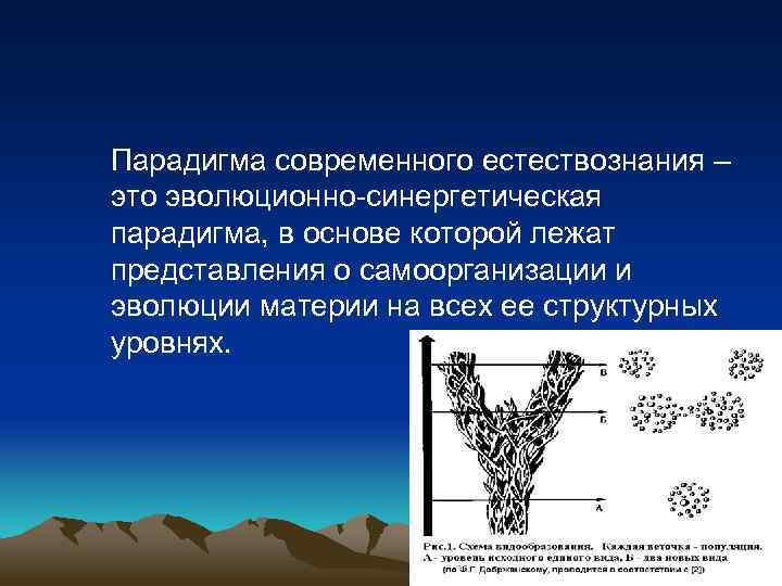Парадигма современного естествознания – это эволюционно-синергетическая парадигма, в основе которой лежат представления о самоорганизации