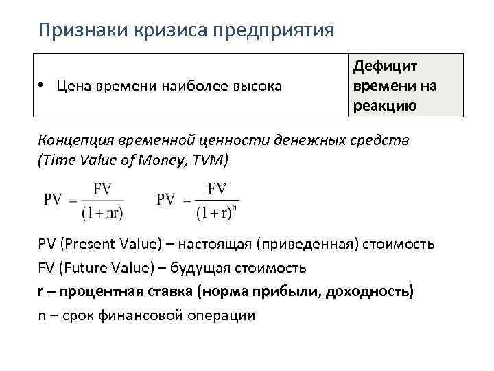 Временной ценности денег. Признаки кризиса в компании. Концепция временной ценности денежных средств. Концепция временной стоимости денежных средств. Дефицит времени.