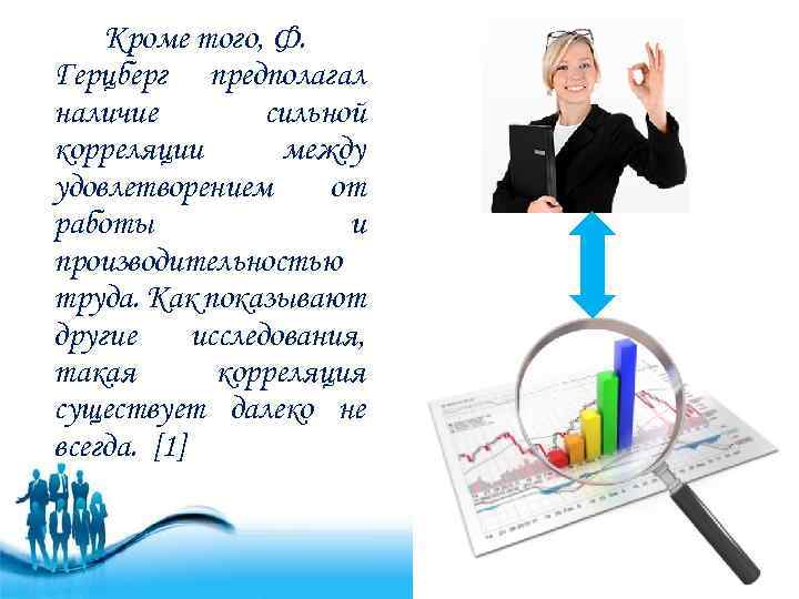 Кроме того, Ф. Герцберг предполагал наличие сильной корреляции между удовлетворением от работы и производительностью