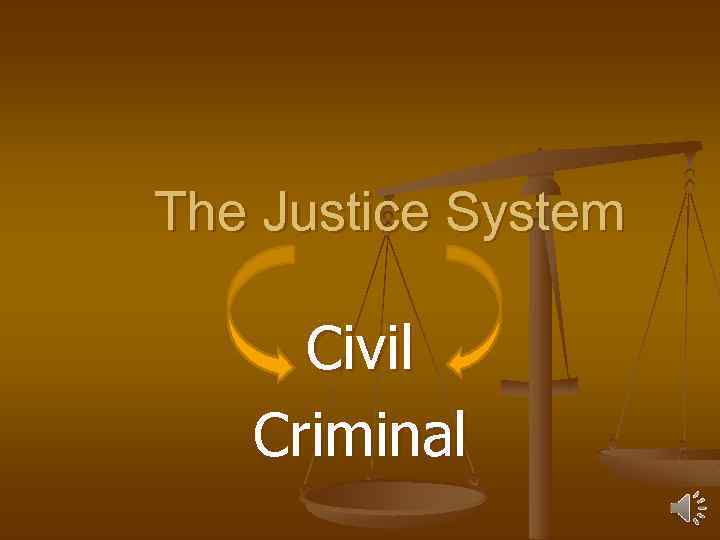 The Justice System Civil Criminal 