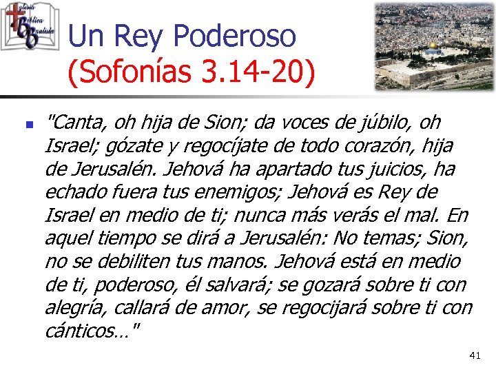 Un Rey Poderoso (Sofonías 3. 14 -20) n 