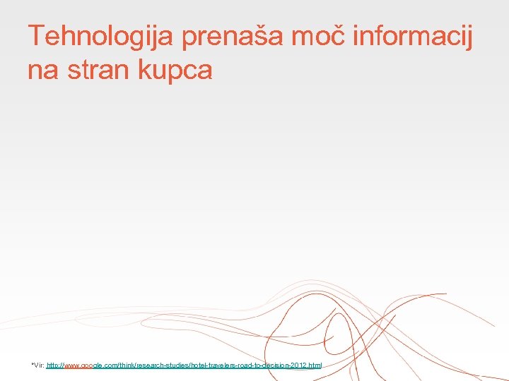Tehnologija prenaša moč informacij na stran kupca *Vir: http: //www. google. com/think/research-studies/hotel-travelers-road-to-decision-2012. html 