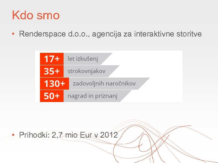 Kdo smo • Renderspace d. o. o. , agencija za interaktivne storitve • Prihodki: