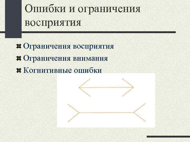 Ошибки и ограничения восприятия Ограничения внимания Когнитивные ошибки 