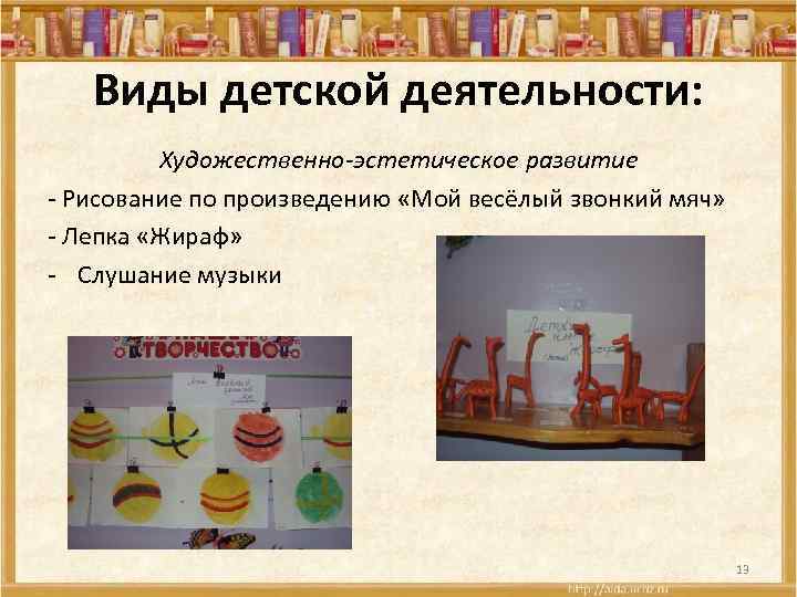 Виды детской деятельности: Художественно-эстетическое развитие - Рисование по произведению «Мой весёлый звонкий мяч» -