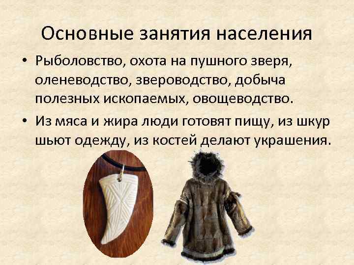 Основные занятия населения