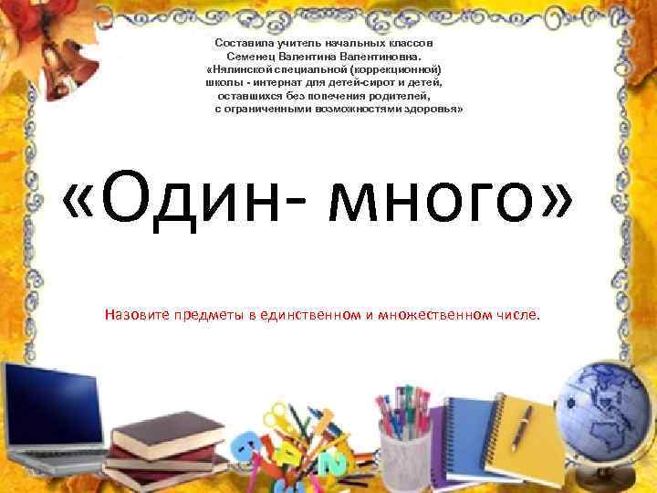 один много Составила учитель начальных классов Семенец Валентина Валентиновна. «Нялинской специальной (коррекционной) школы -