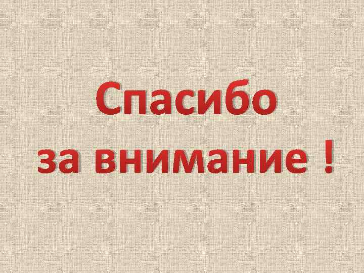 Спасибо за внимание ! 