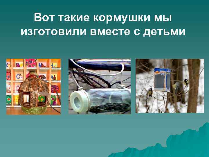 Вот такие кормушки мы изготовили вместе с детьми 