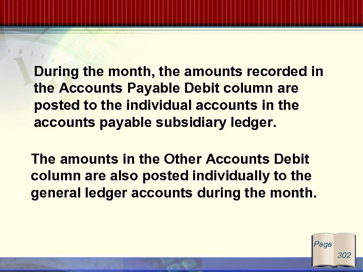During the month, the amounts recorded in the Accounts Payable Debit column are posted