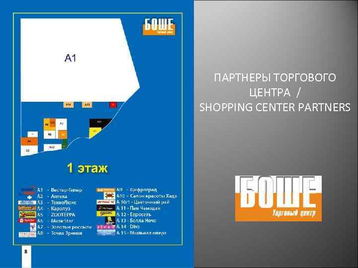 ПАРТНЕРЫ ТОРГОВОГО ЦЕНТРА / SHOPPING CENTER PARTNERS 