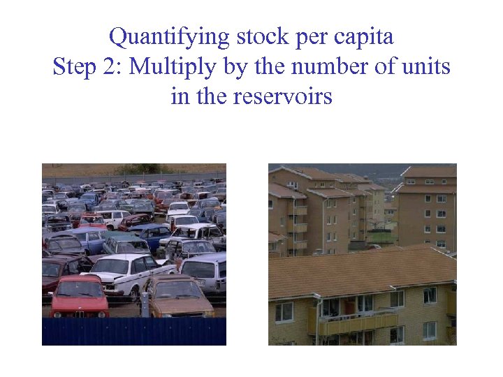 Quantifying stock per capita Step 2: Multiply by the number of units in the