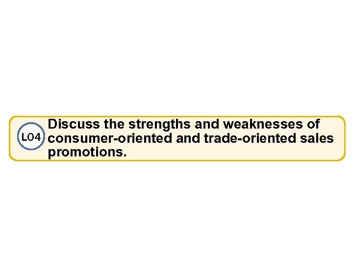 Discuss the strengths and weaknesses of LO 4 consumer-oriented and trade-oriented sales promotions. 