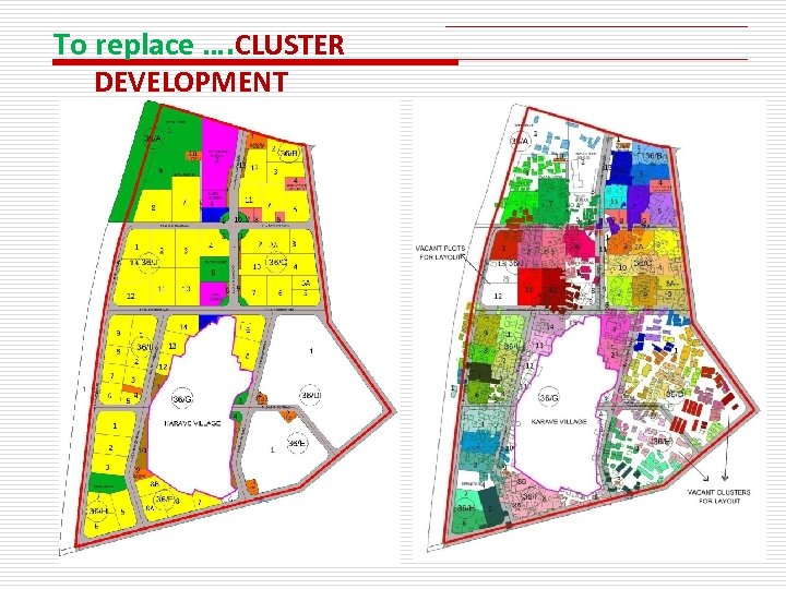 To replace …. CLUSTER DEVELOPMENT 