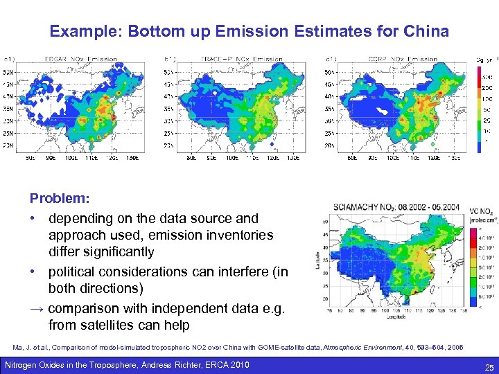 Example: Bottom up Emission Estimates for China Problem: • depending on the data source