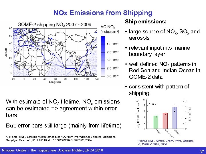 NOx Emissions from Shipping Ship emissions: • large source of NOx, SOx and aerosols