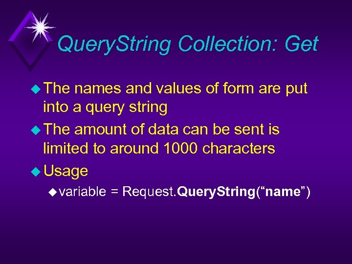 Query. String Collection: Get u The names and values of form are put into