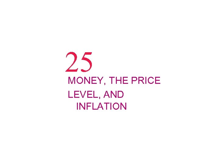 25 MONEY, THE PRICE LEVEL, AND INFLATION 