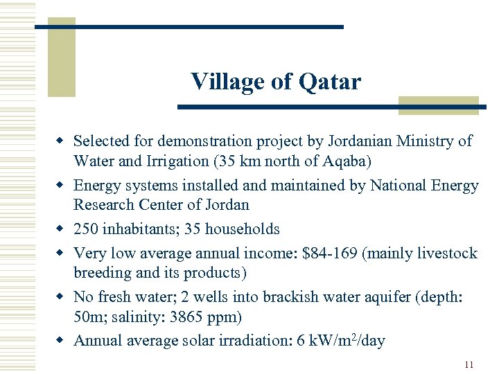 Village of Qatar w Selected for demonstration project by Jordanian Ministry of Water and