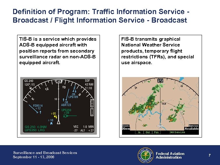 Definition of Program: Traffic Information Service Broadcast / Flight Information Service - Broadcast TIS-B