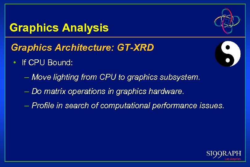 Graphics Analysis Graphics Architecture: GT-XRD • If CPU Bound: – Move lighting from CPU