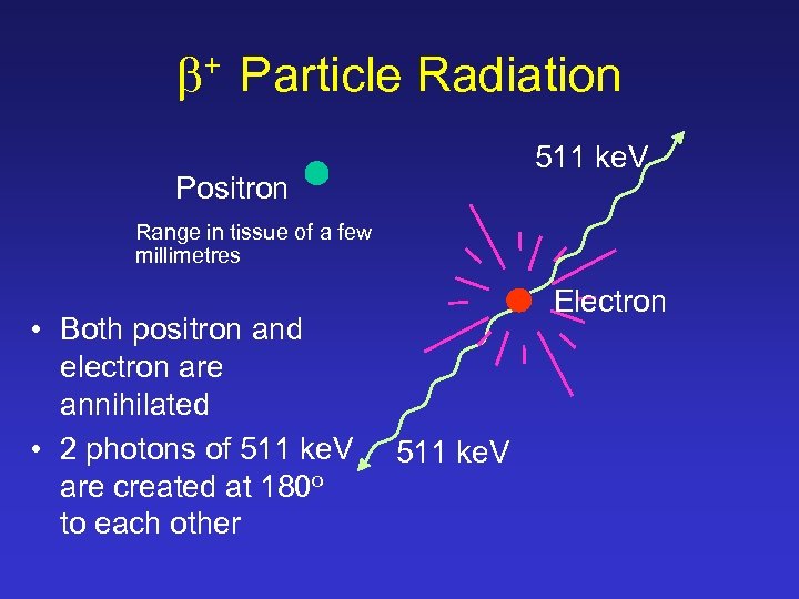  + Particle Radiation 511 ke. V Positron Range in tissue of a few