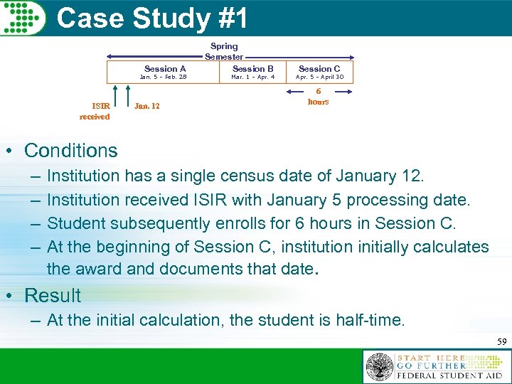 Case Study #1 Session A Jan. 5 – Feb. 28 ISIR received Spring Semester