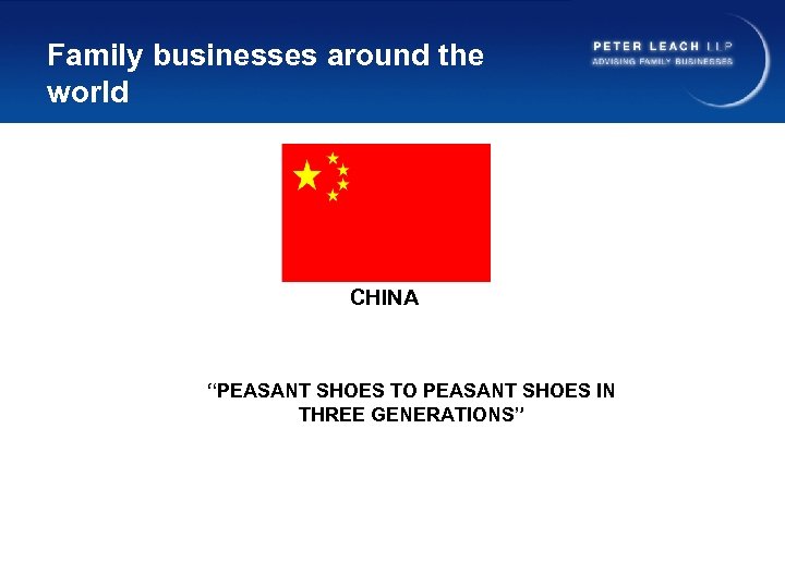 Family businesses around the world CHINA “PEASANT SHOES TO PEASANT SHOES IN THREE GENERATIONS”