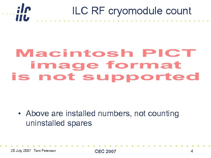 ILC RF cryomodule count • Above are installed numbers, not counting uninstalled spares 20