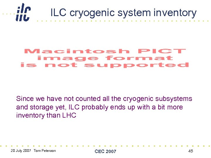 ILC cryogenic system inventory Since we have not counted all the cryogenic subsystems and