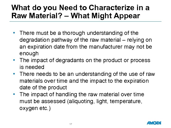 What do you Need to Characterize in a Raw Material? – What Might Appear