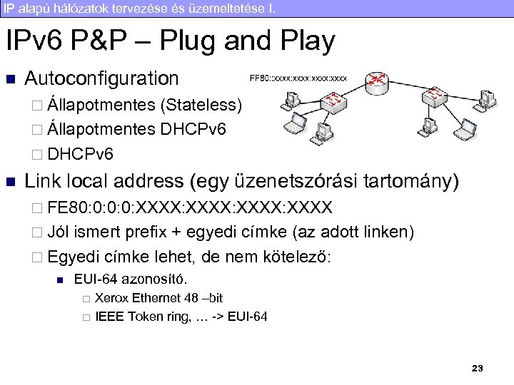 IP alapú hálózatok tervezése és üzemeltetése I. IPv 6 P&P – Plug and Play