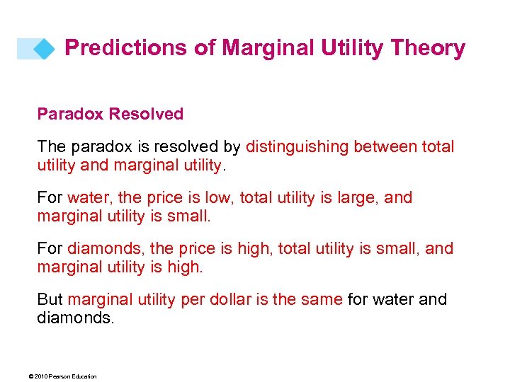 Predictions of Marginal Utility Theory Paradox Resolved The paradox is resolved by distinguishing between