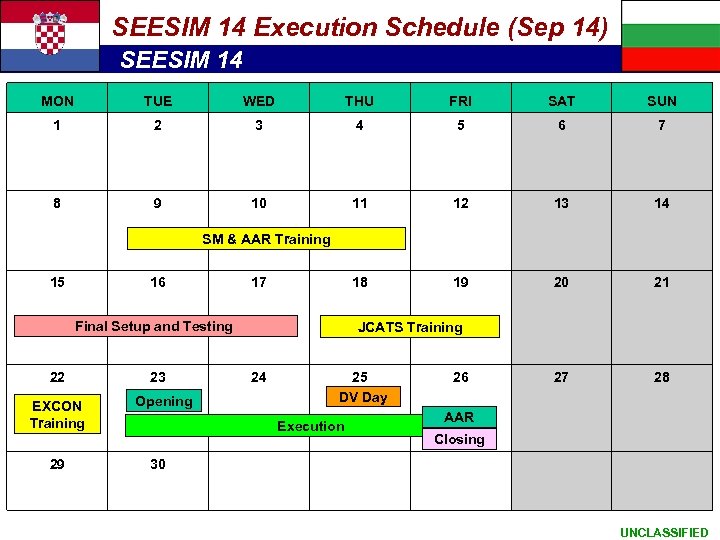 SEESIM 14 Execution Schedule (Sep 14) SEESIM 14 MON TUE WED THU FRI SAT